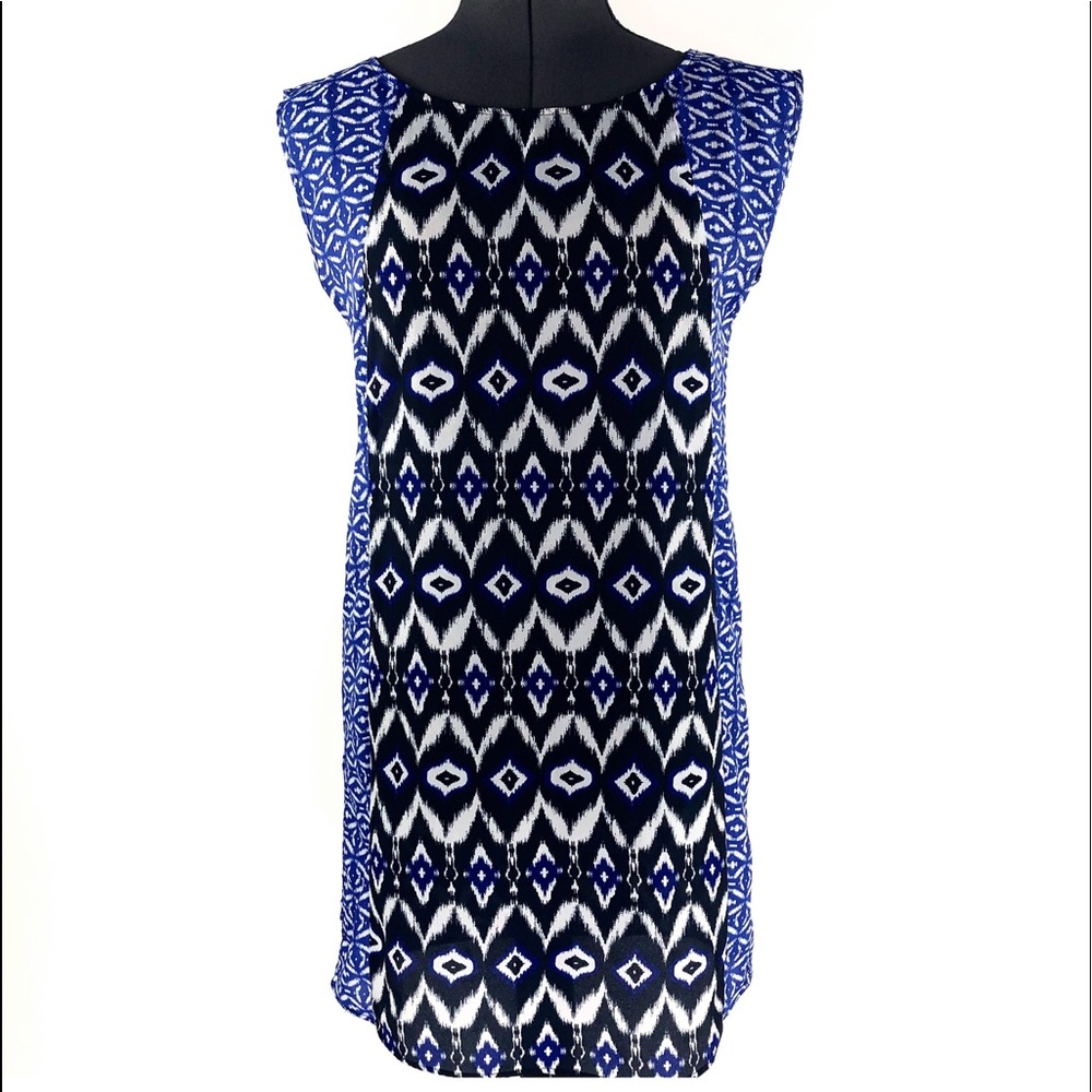 Joe Fresh Blue Print Cap Sleeve Shift Size Medium